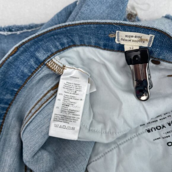 Madewell High-Rise Denim Shorts Frayed Hem Blue Wash Cotton Stretch Size 32 - Picture 5 of 13